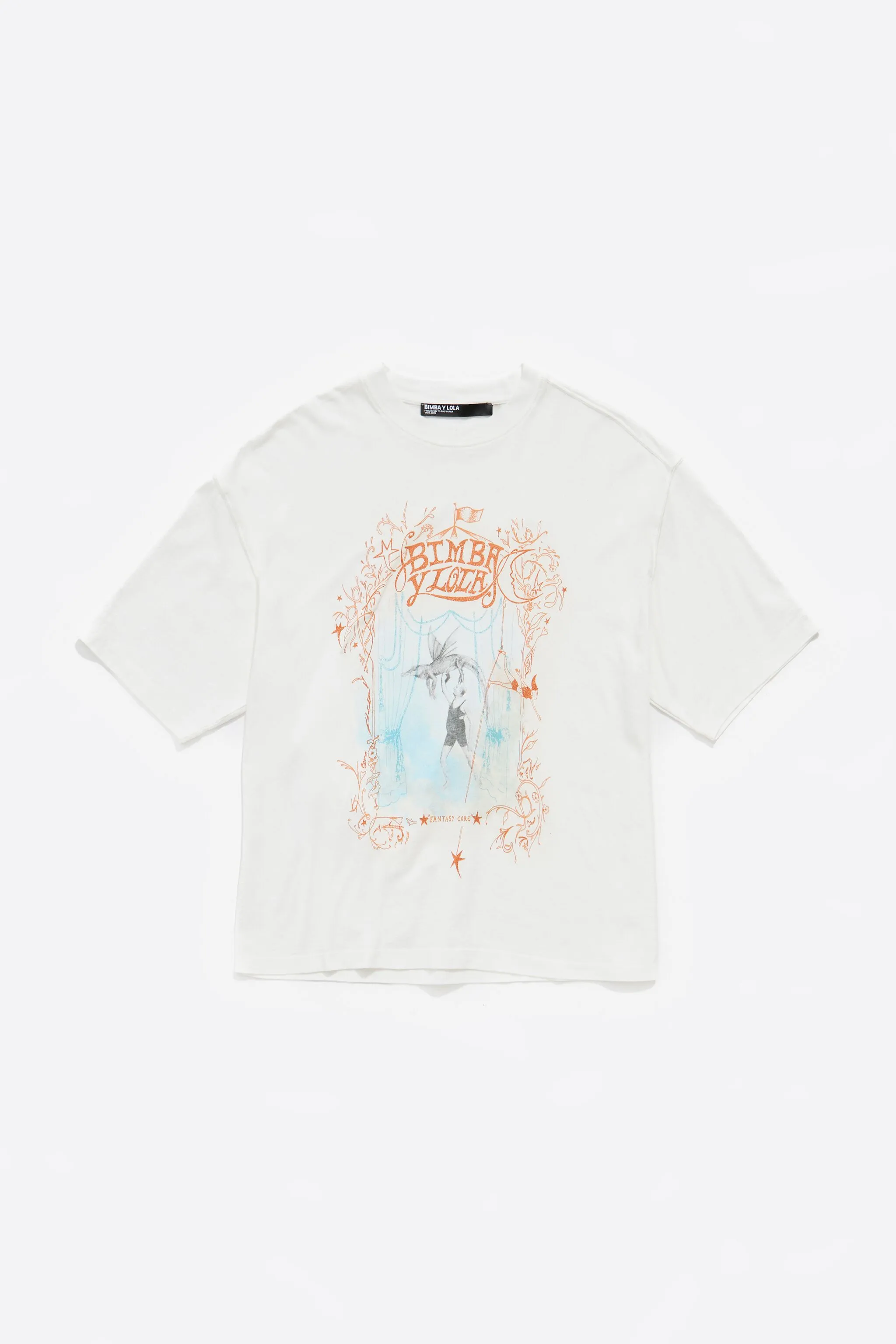 Camiseta oversize logo marfil