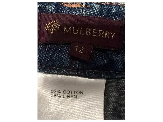 Falda vaquera Mulberry de algodón y lino Azul 
