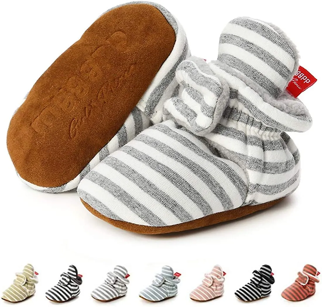 Infant Baby Boy Girl Cozy Fleece Bootie Newborn Stay On Slipper Winter Warm Gripper Non-slip Crib Shoes