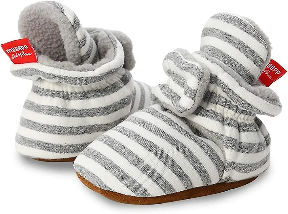 Infant Baby Boy Girl Cozy Fleece Bootie Newborn Stay On Slipper Winter Warm Gripper Non-slip Crib Shoes