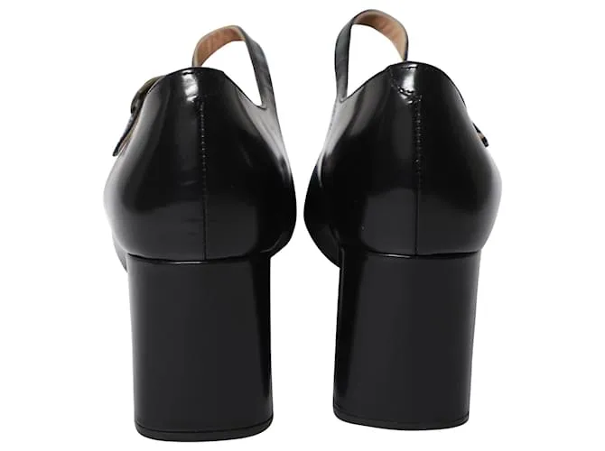 Jil Sander Glossed Mary Jane Pumps en Charol Negro 
