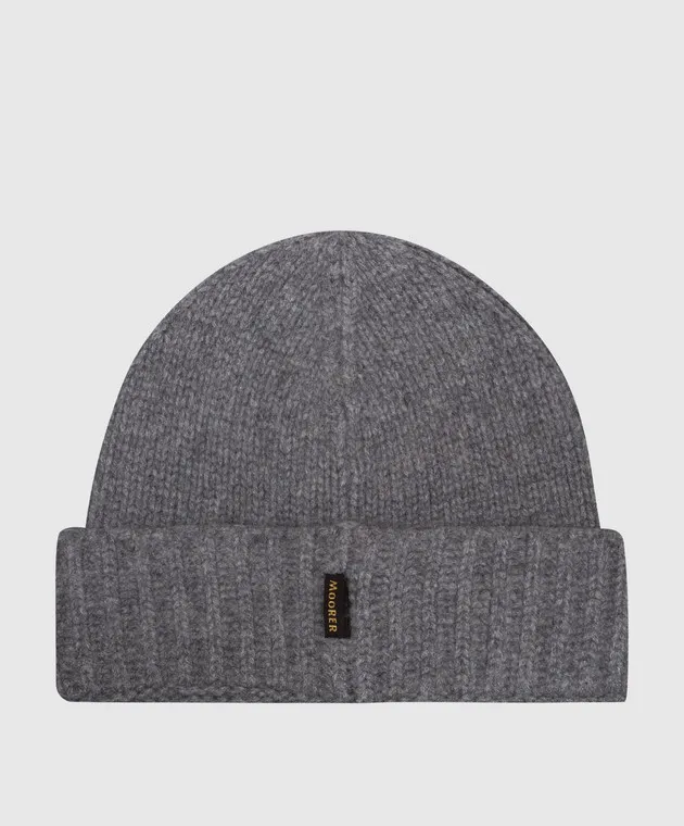 MooRER Gray cashmere hat with logo